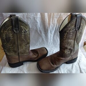 Old West Kids Western Brown Leather Boots SZ 020 (2D)